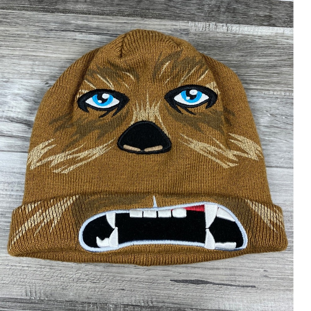Star Wars Chewbacca Embroidered Face Knit Cuffed Beanie Brown One Size 2015